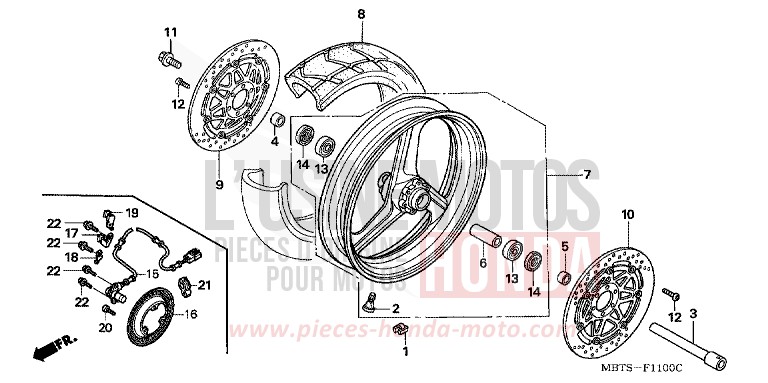 VORDERRAD von Varadero ABS PEARL BREEZY BLUE (PB341) von 2006